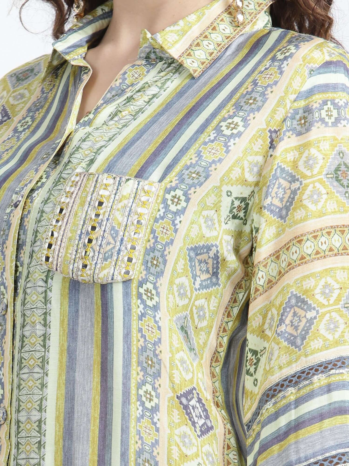 Yellow Printed Muslin Co-ord Set