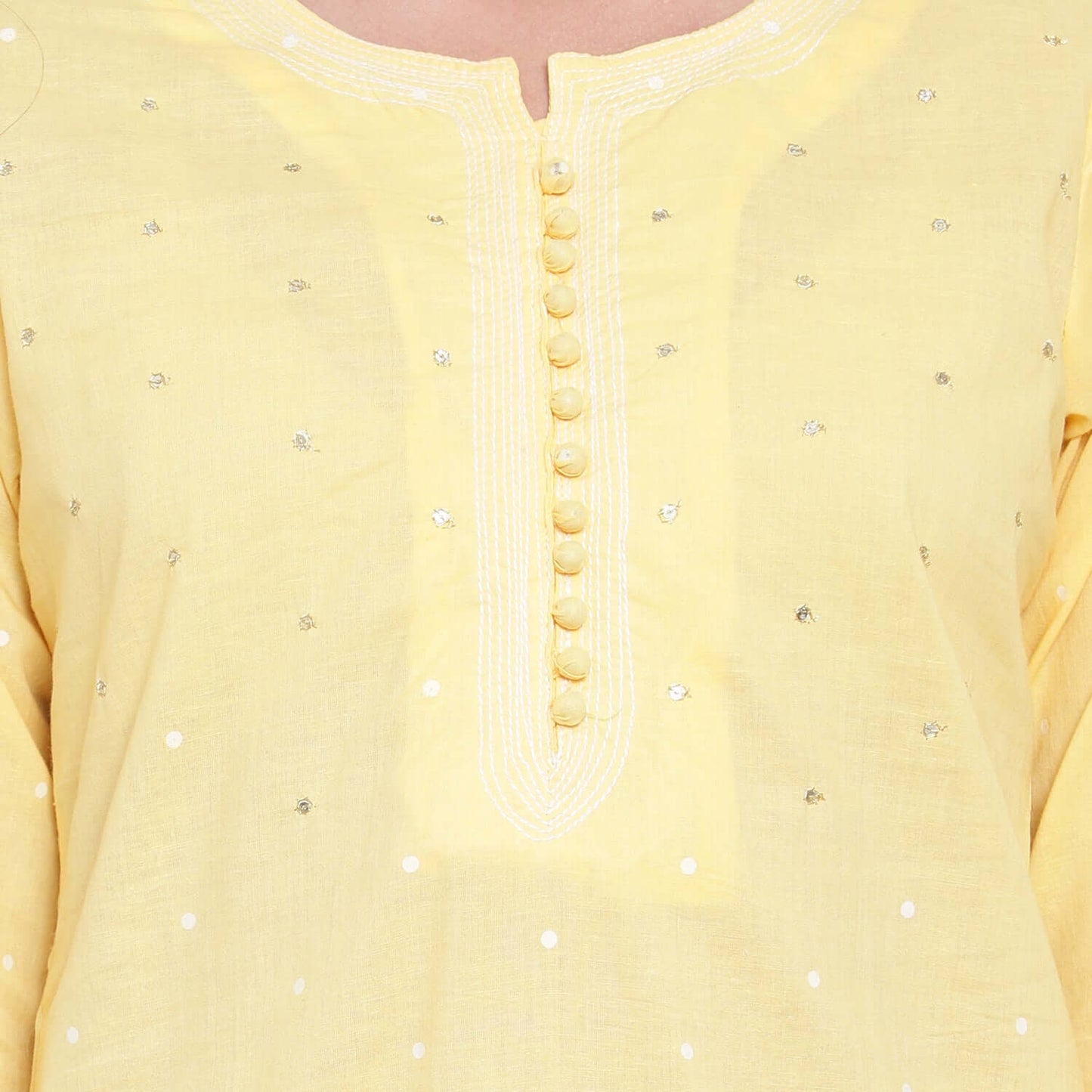 Lemon Cotton Khadi Printed Kurta With Pants