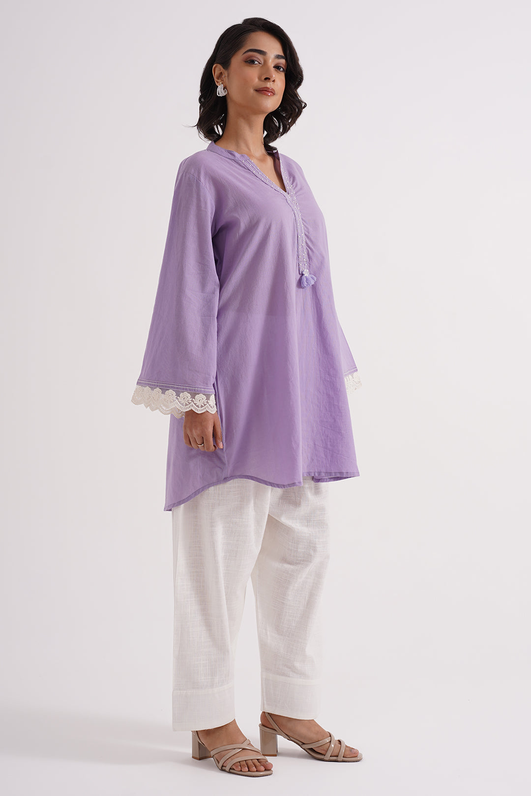 Lavender Grace Cotton Kurta With Farshi Salwar