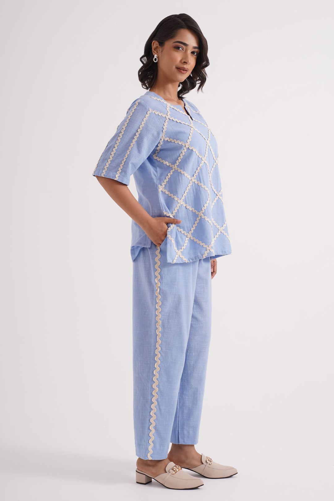 Powder Blue Cotton Co-ord Set
