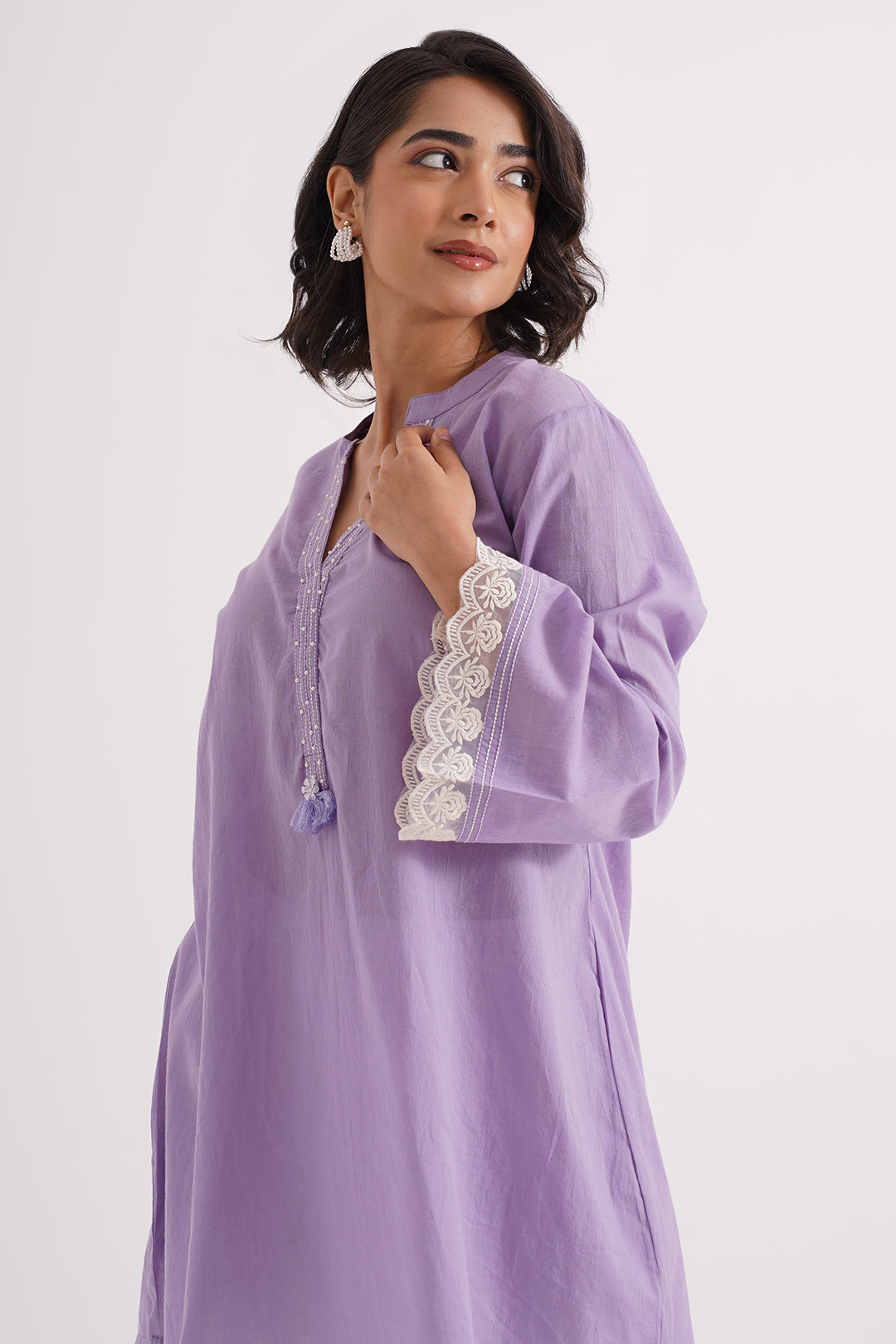 Lavender Grace Cotton Kurta With Farshi Salwar