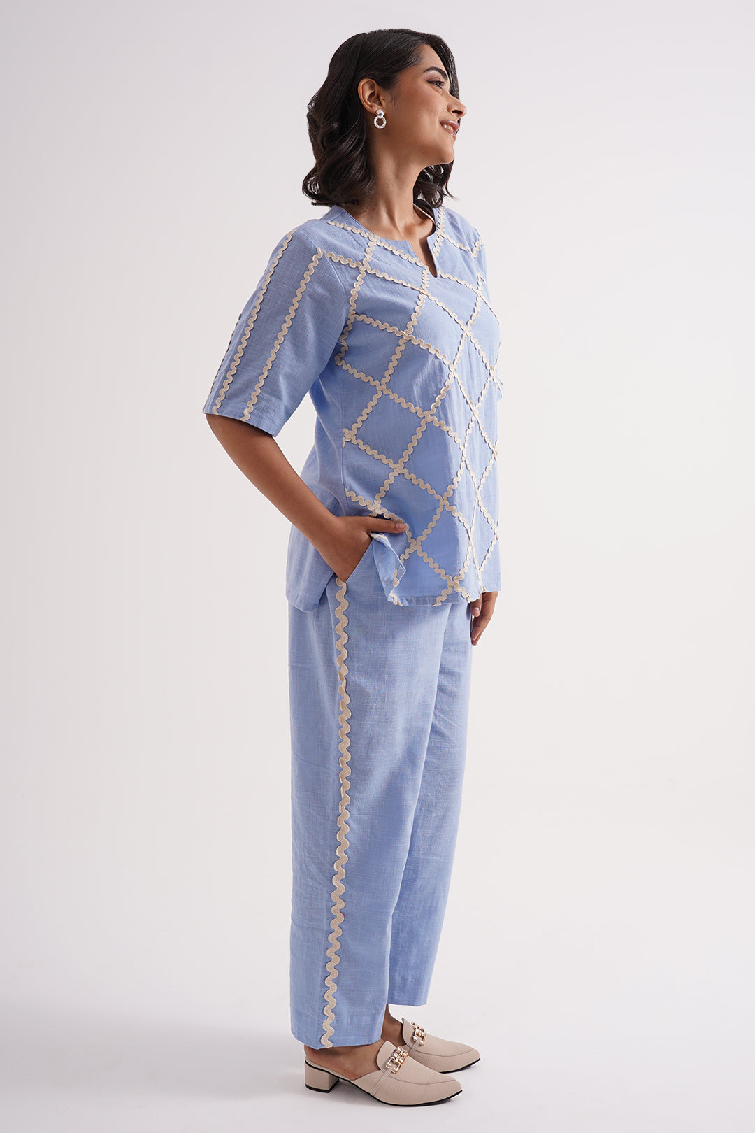Powder Blue Cotton Co-ord Set