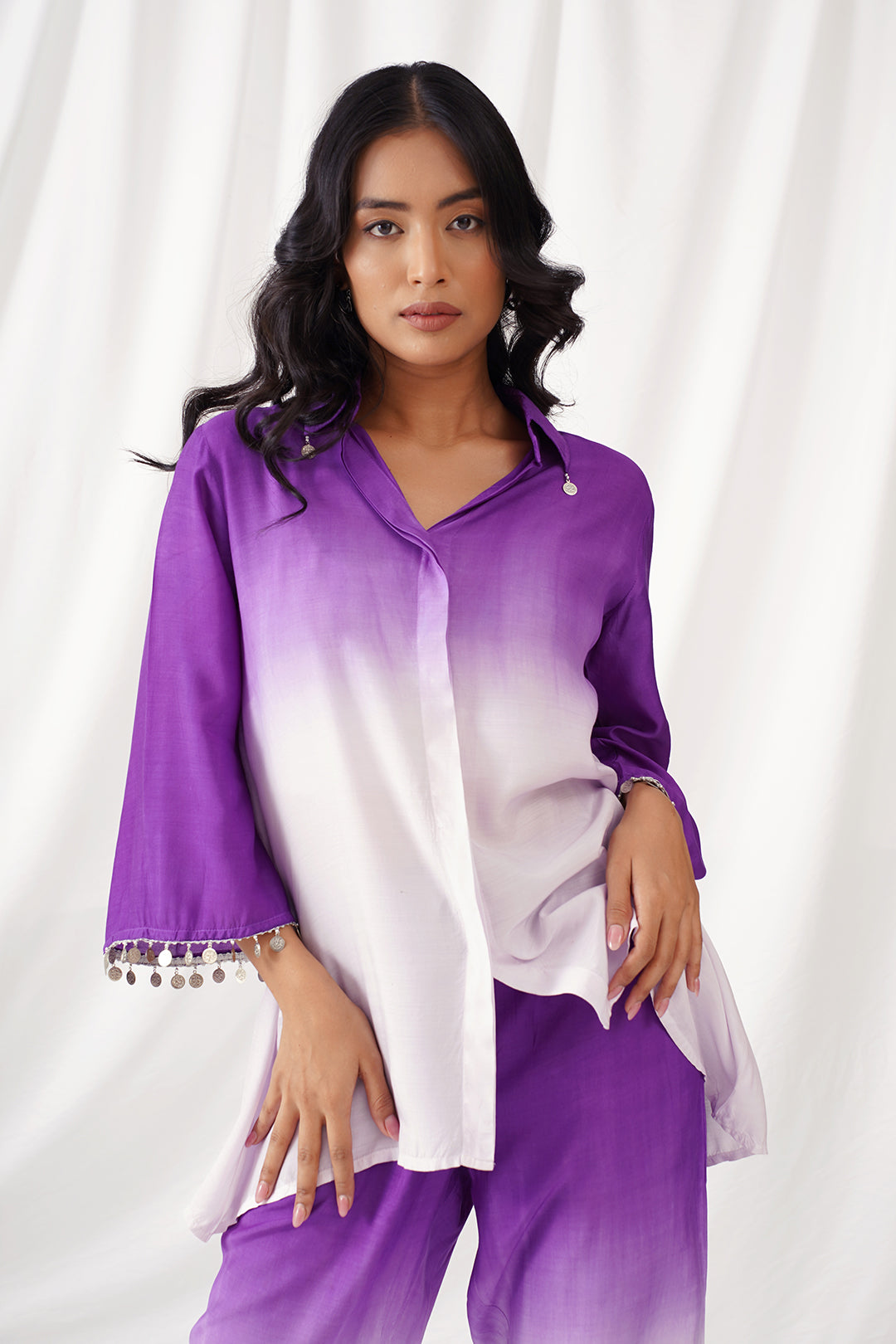 Purple Ombre Muslin Co-ord Set