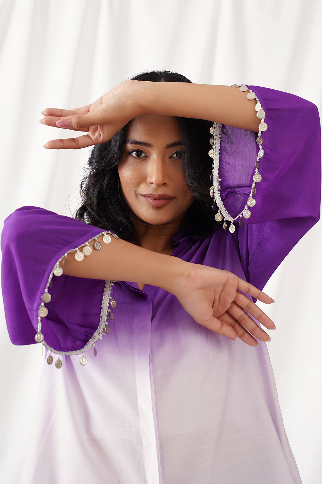 Purple Ombre Muslin Co-ord Set