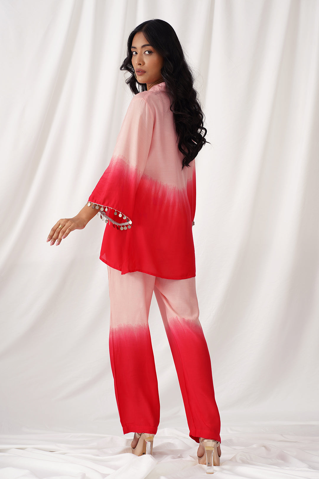 Coral Ombre Muslin Co-ord Set