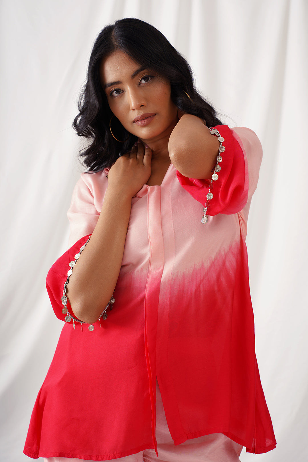 Coral Ombre Muslin Co-ord Set