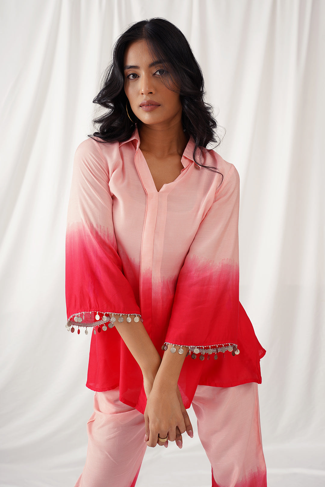 Coral Ombre Muslin Co-ord Set