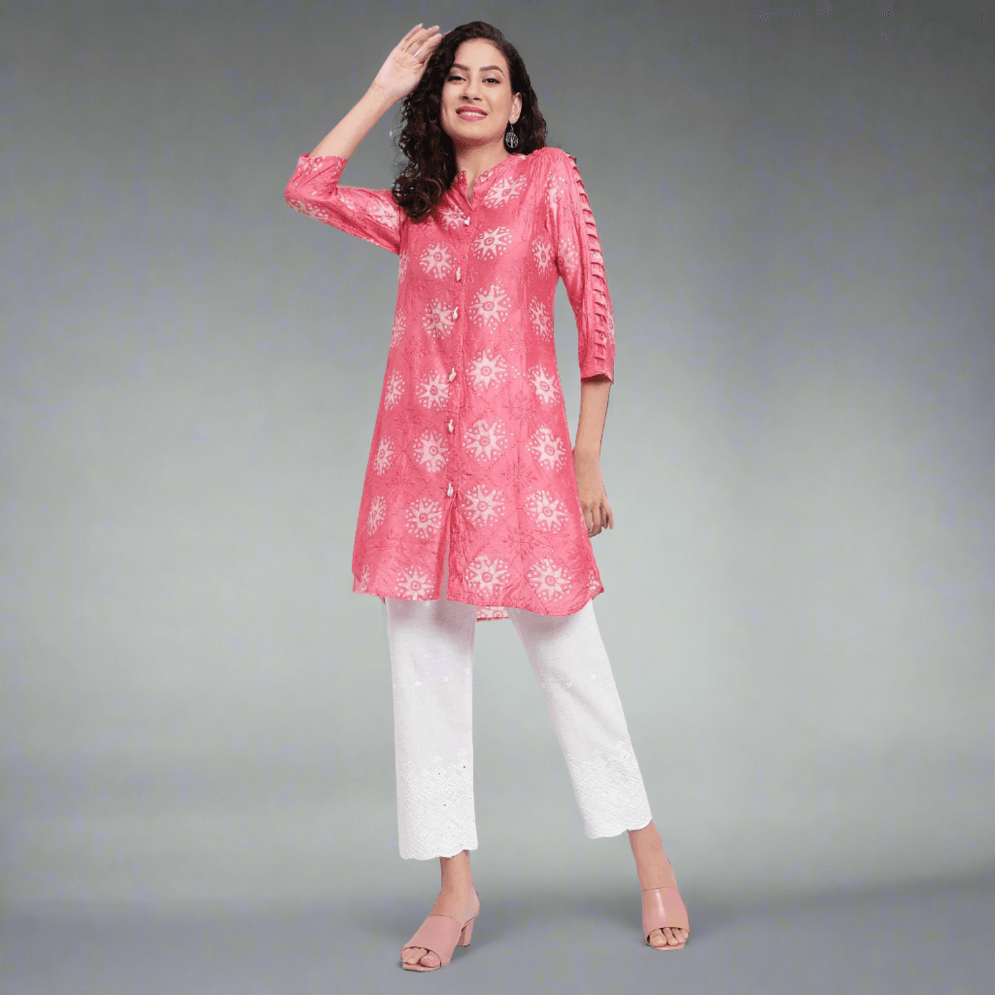 Coral Batik Printed Muslin Co-ord Set