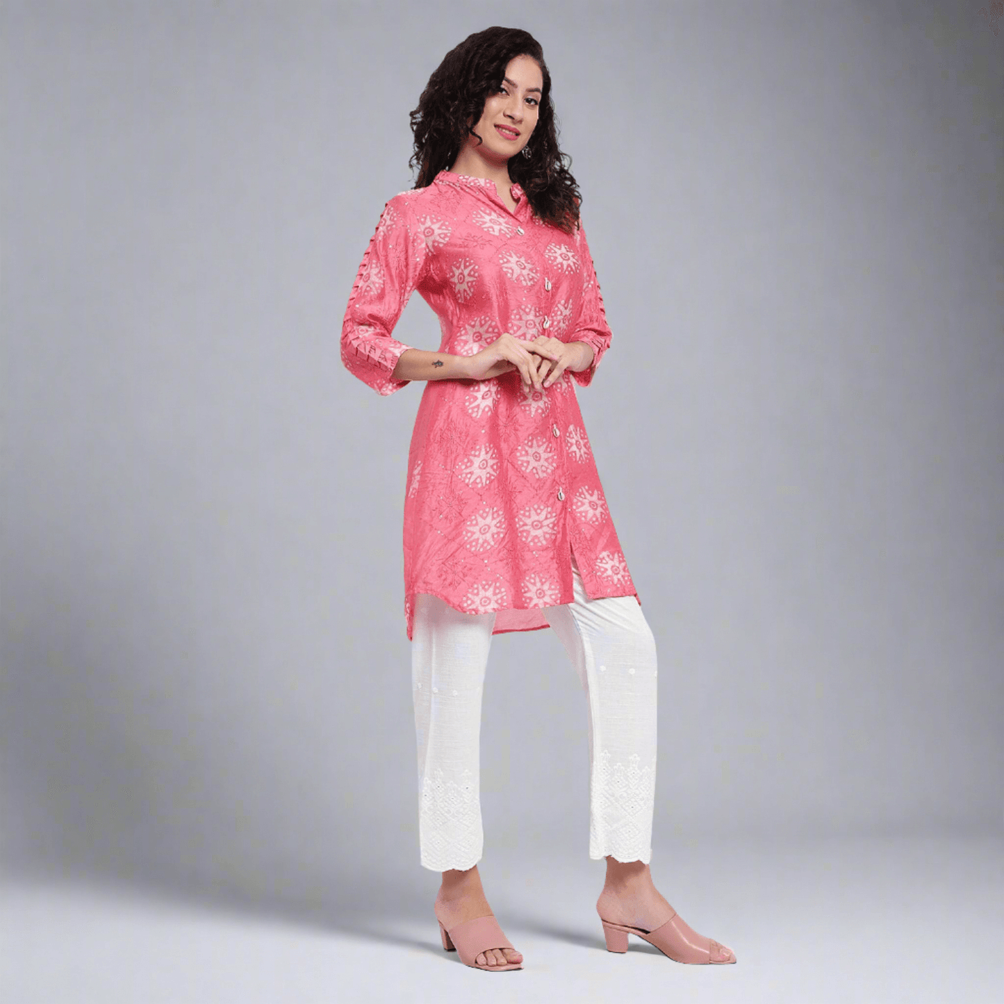 Coral Batik Printed Muslin Co-ord Set