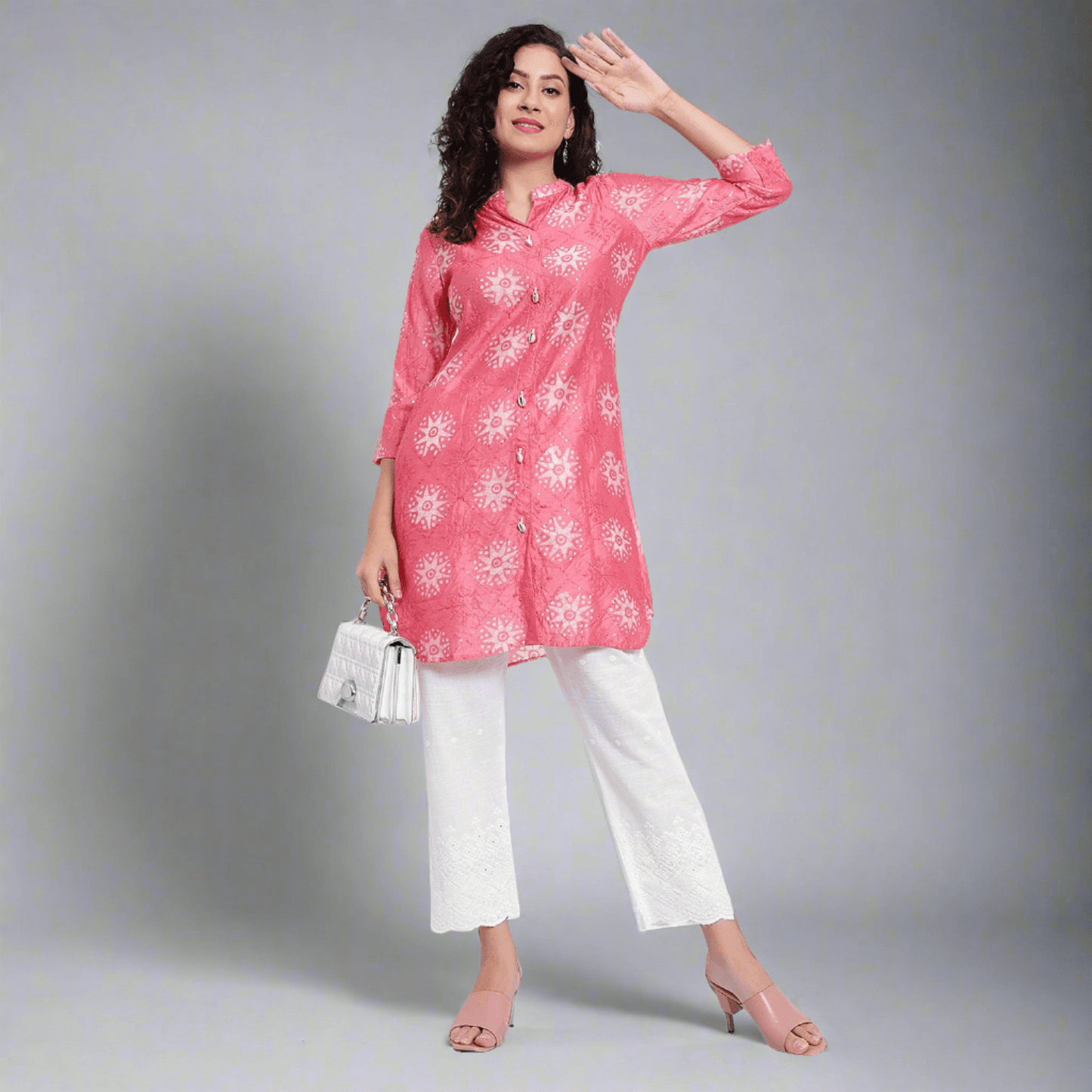 Coral Batik Printed Muslin Co-ord Set