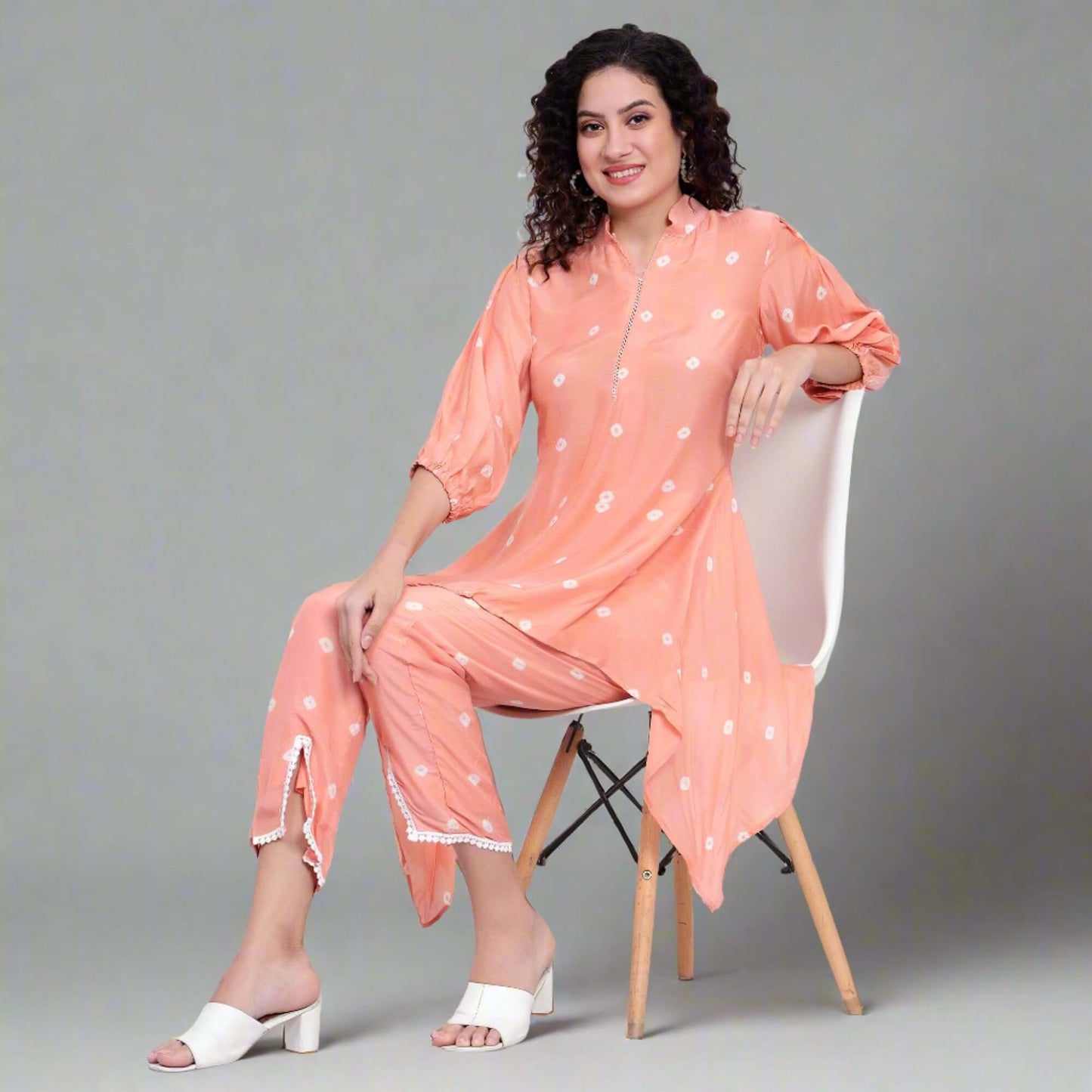 Peach Pink Muslin Tie-Dye Co-ord Set