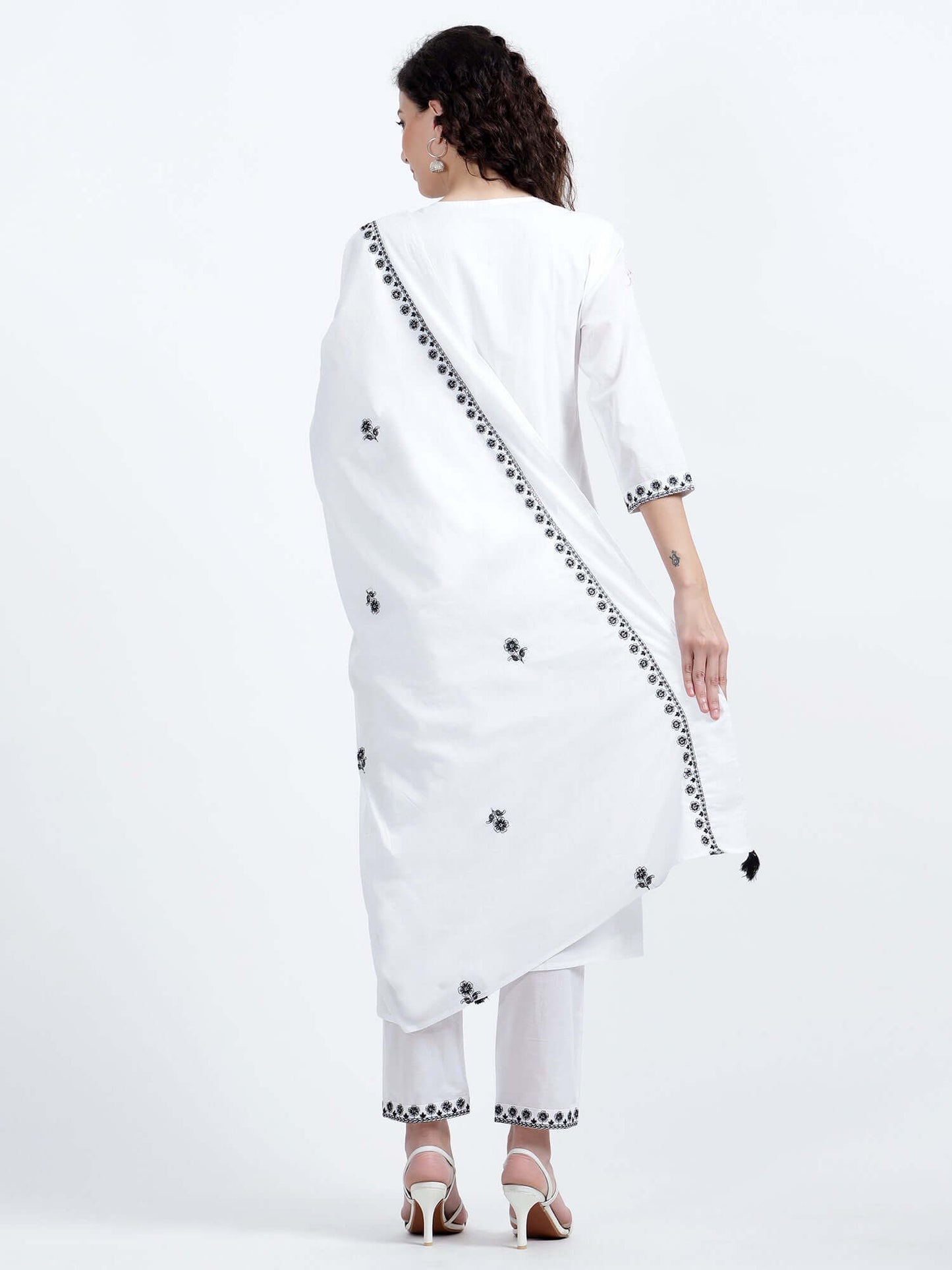 Snowy White Cotton Suit Set