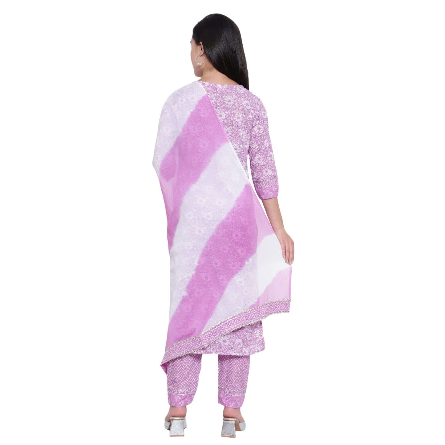 Lilac Cotton Printed Suit Set