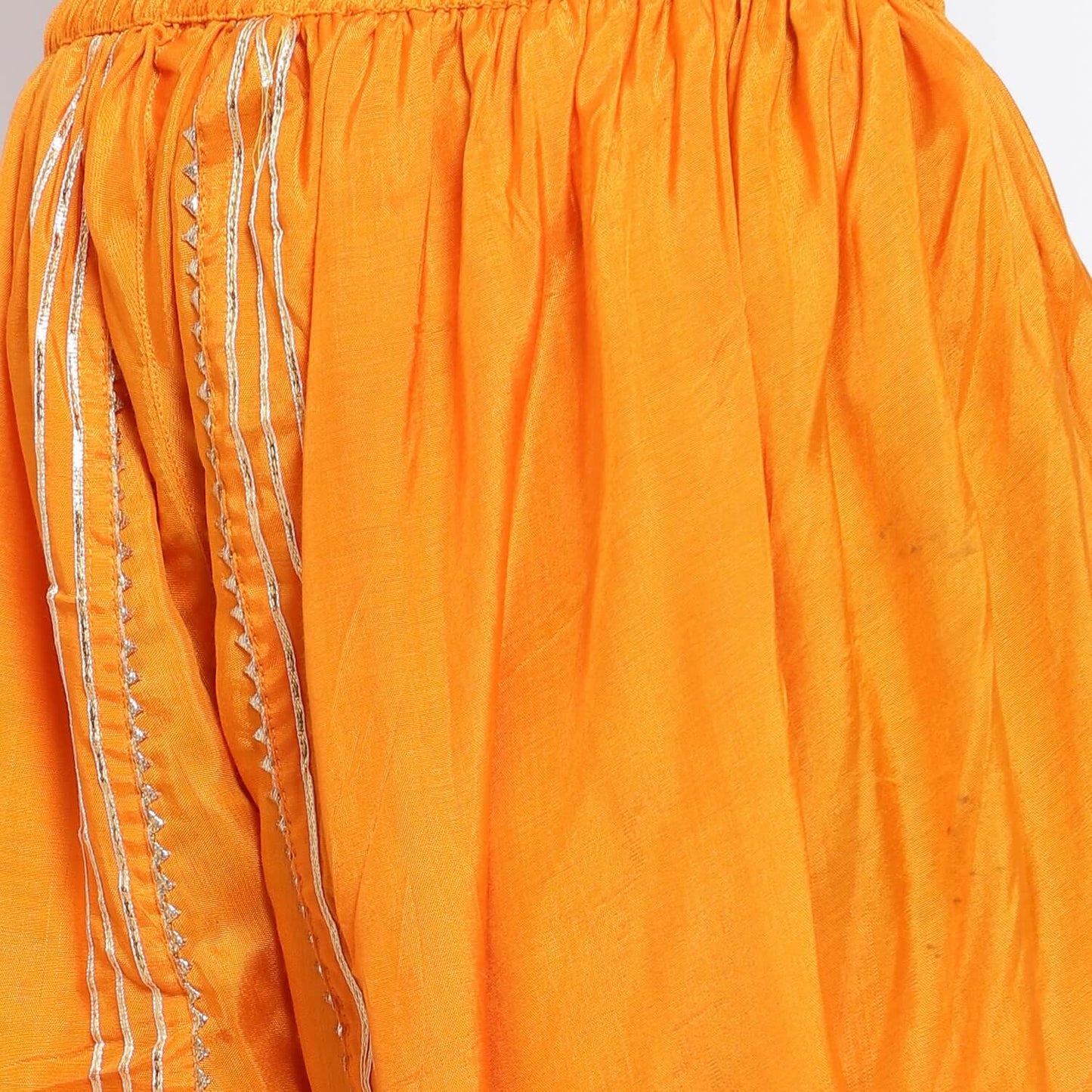 Orange Cotton Silk Bandhej Kurta With Tulip Pants