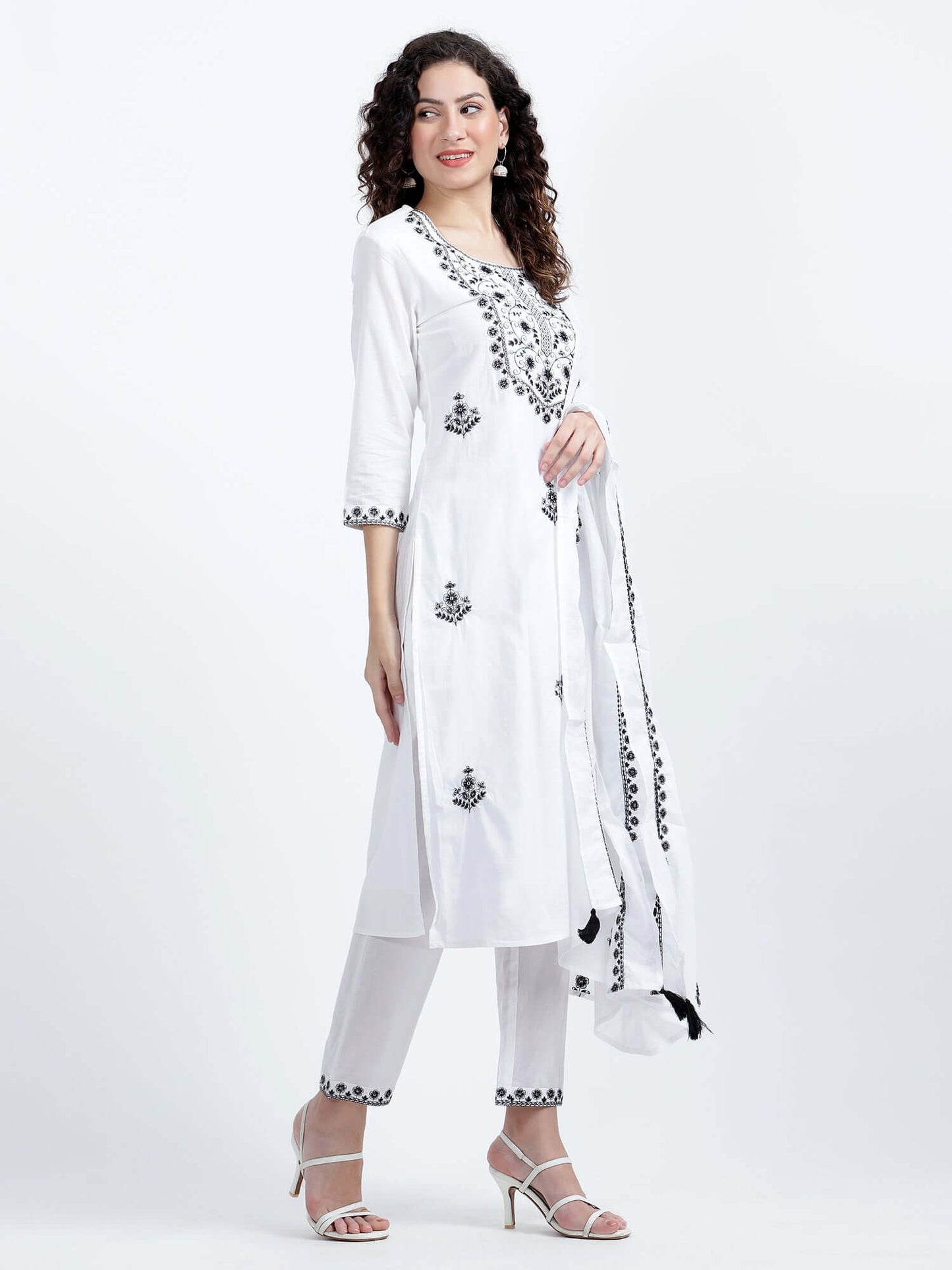 Snowy White Cotton Suit Set