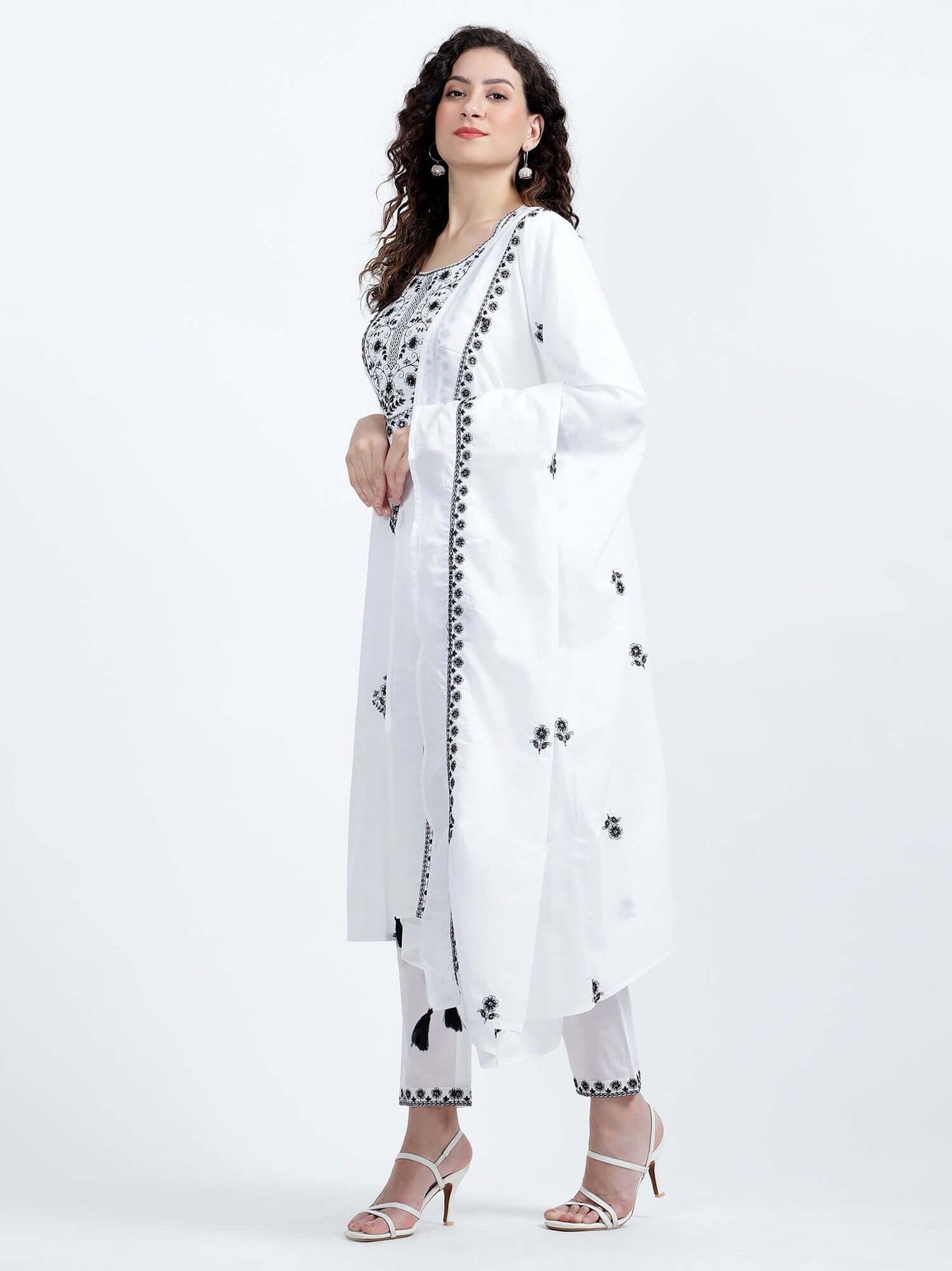 Snowy White Cotton Suit Set