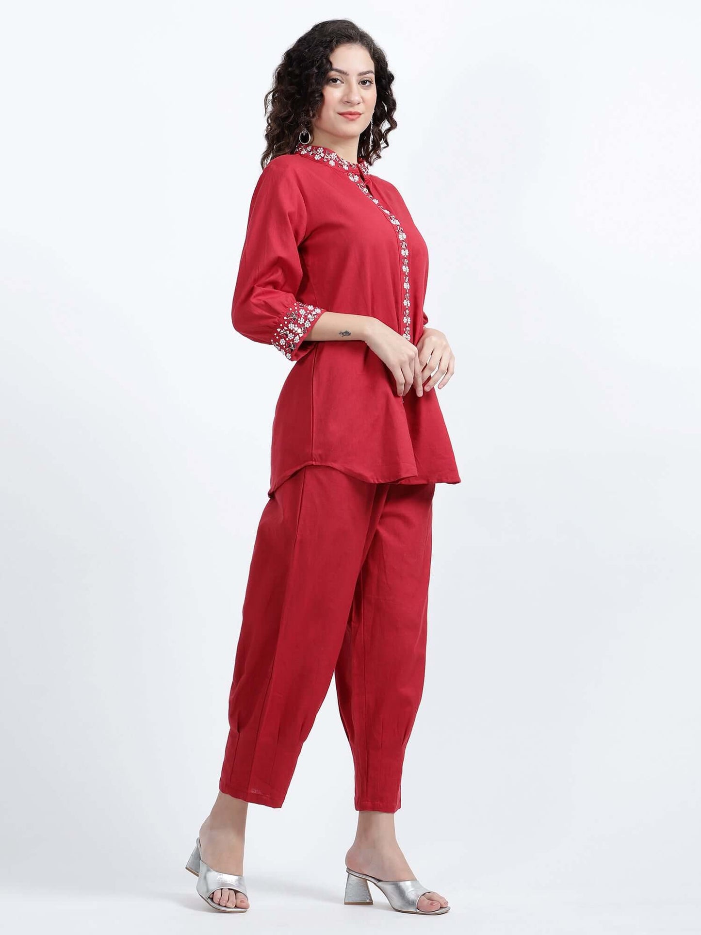 Ruby Red Cotton Co-ord Set