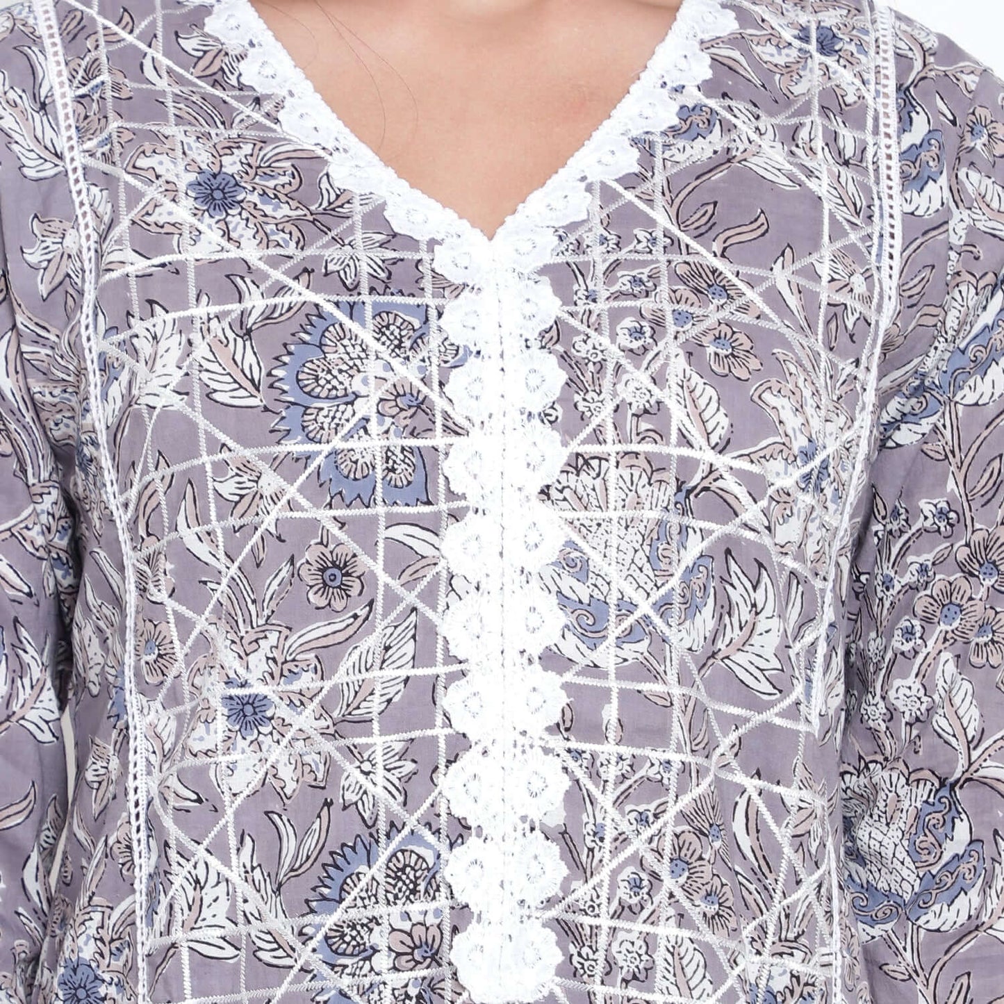 Grey Cotton Kurta With Pant