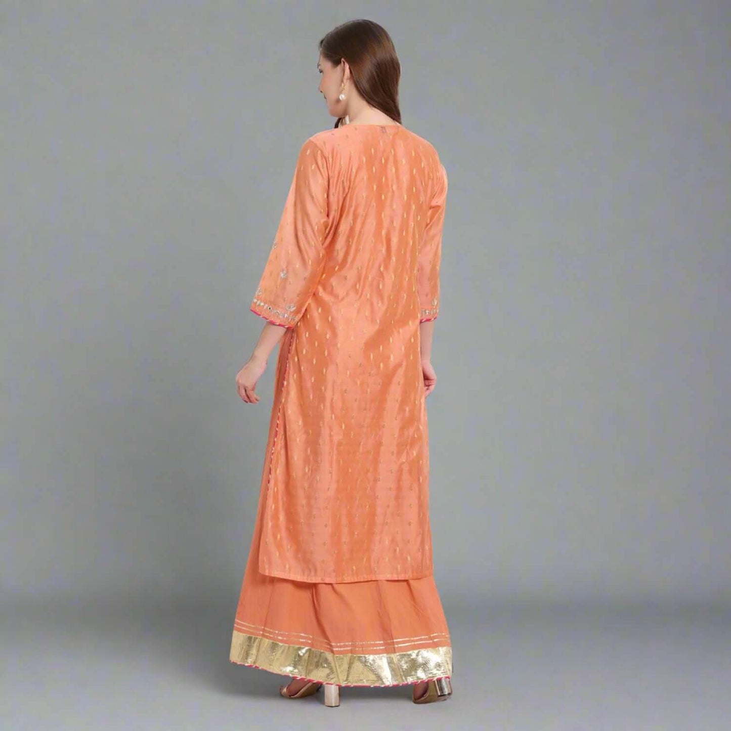 Orange Chanderi Silk Two-Piece Dress