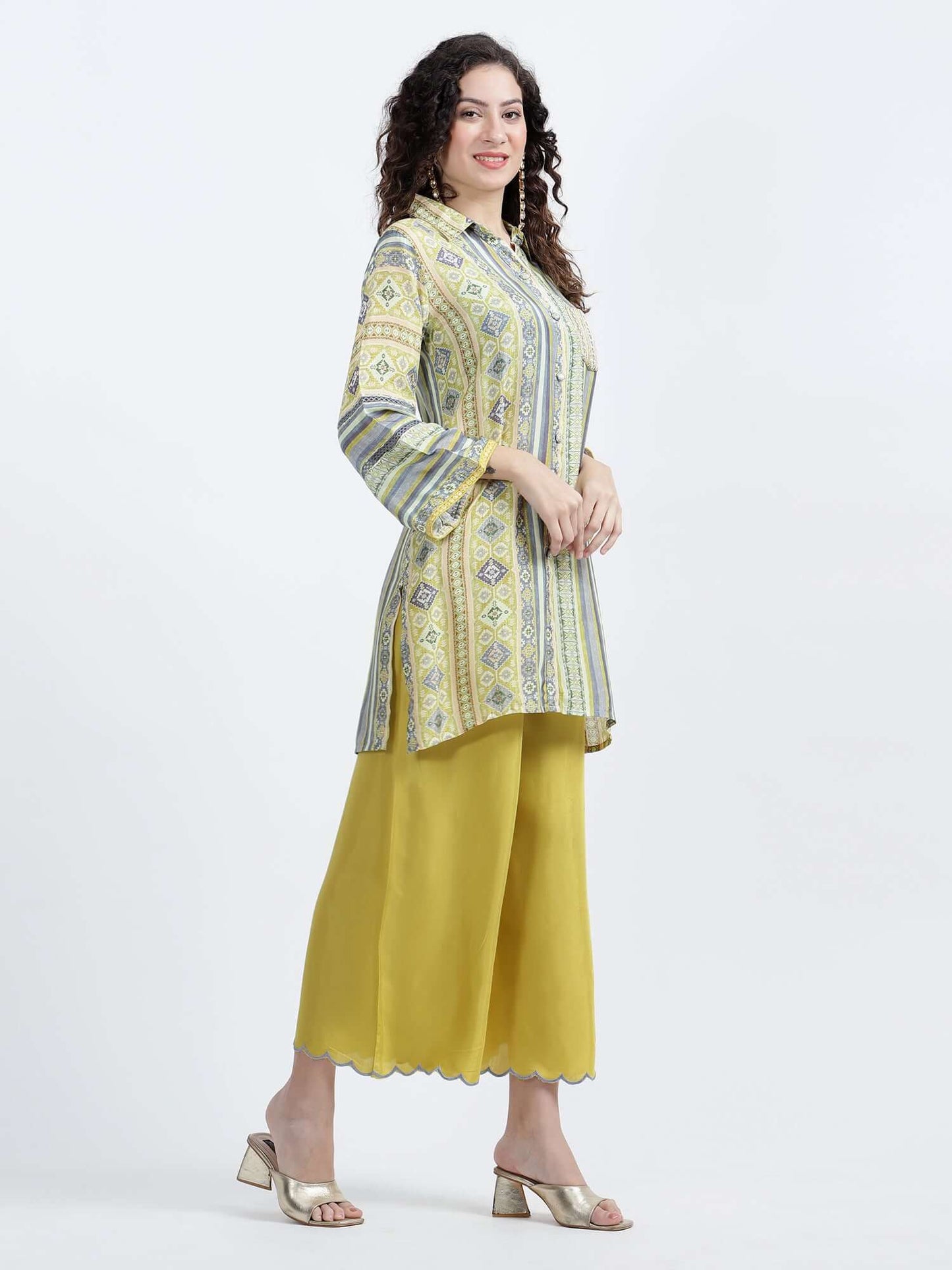 Yellow Printed Muslin Co-ord Set