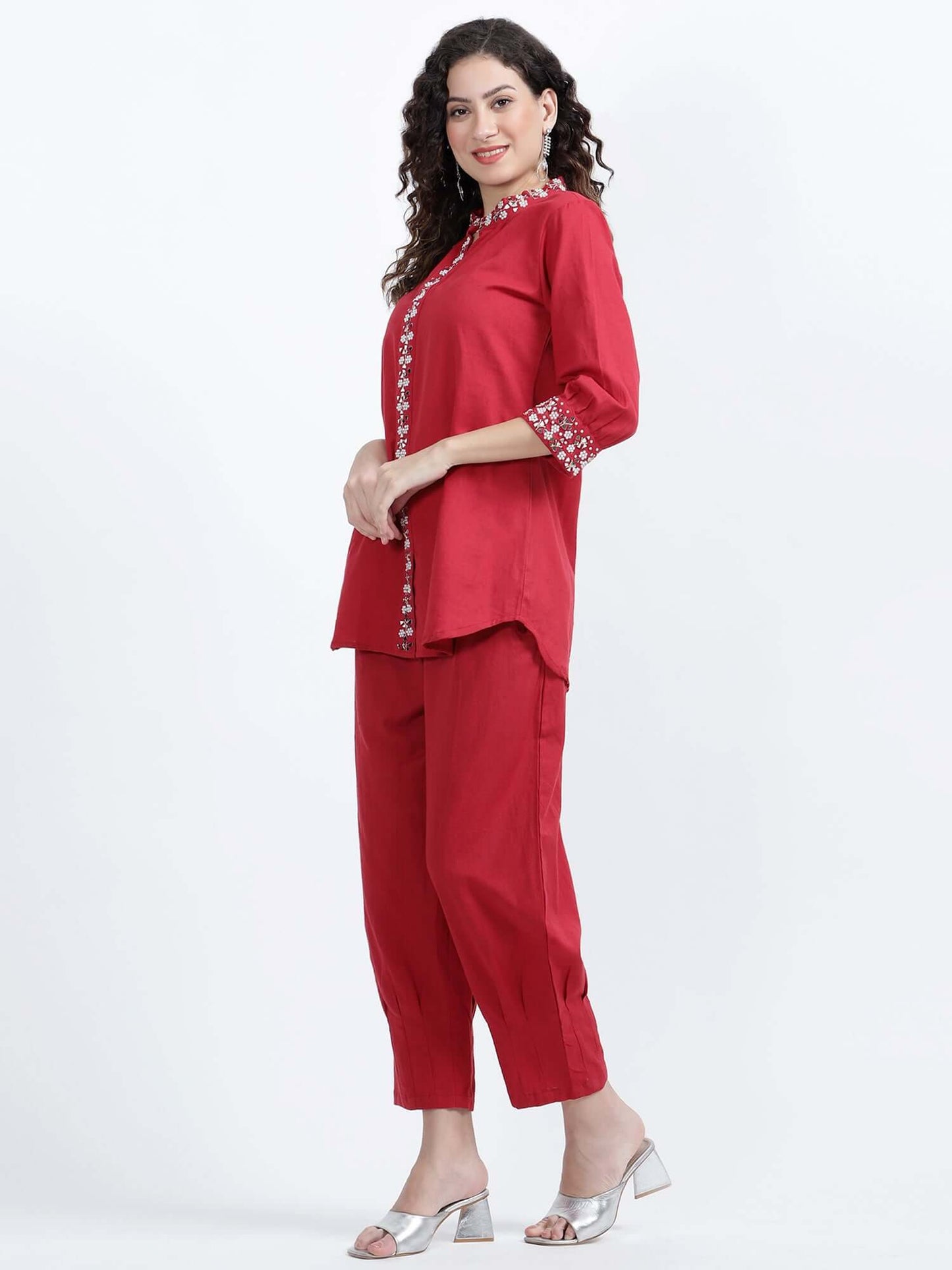 Ruby Red Cotton Co-ord Set