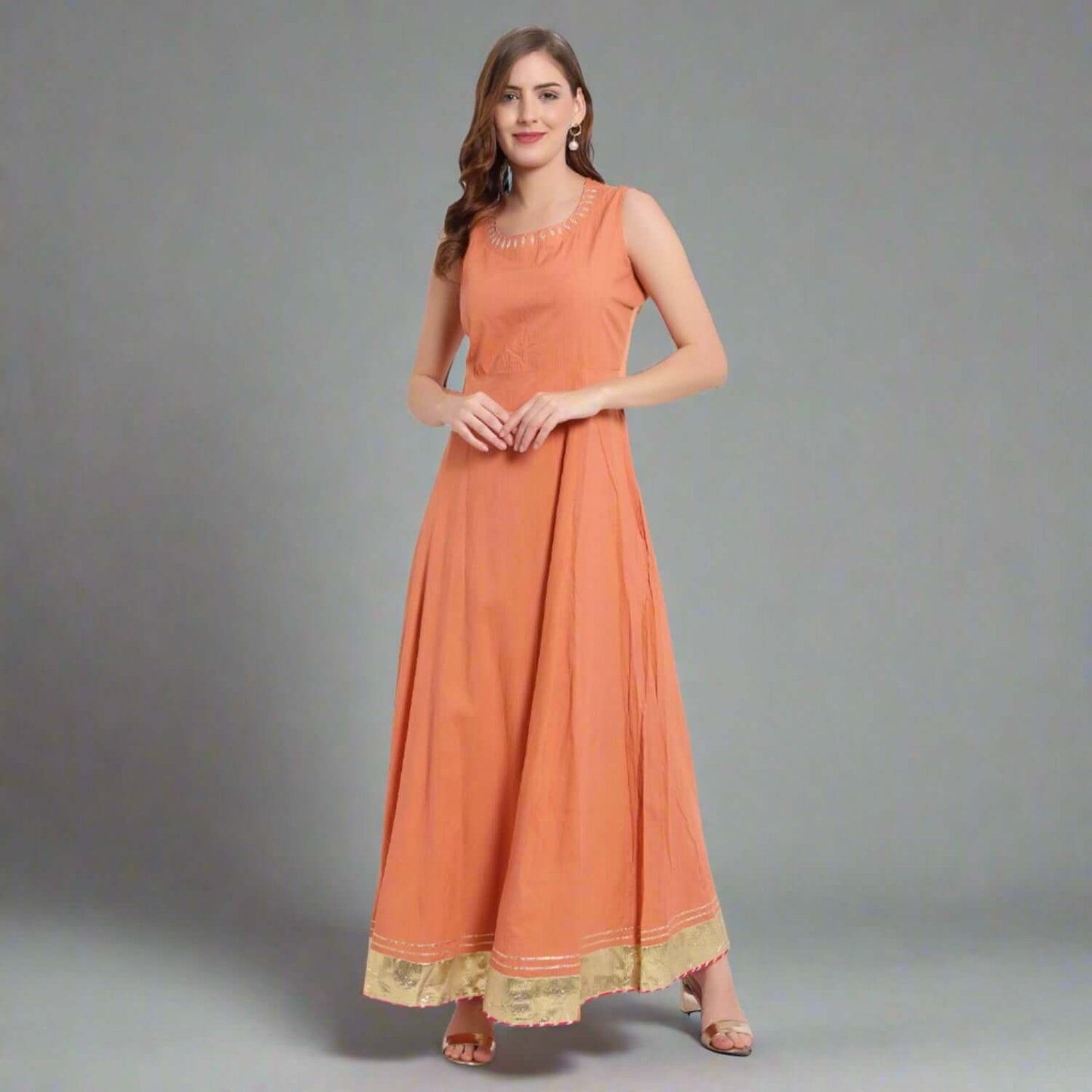 Orange Chanderi Silk Two-Piece Dress