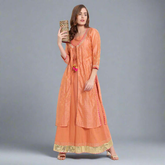 Orange Chanderi Silk Two-Piece Dress