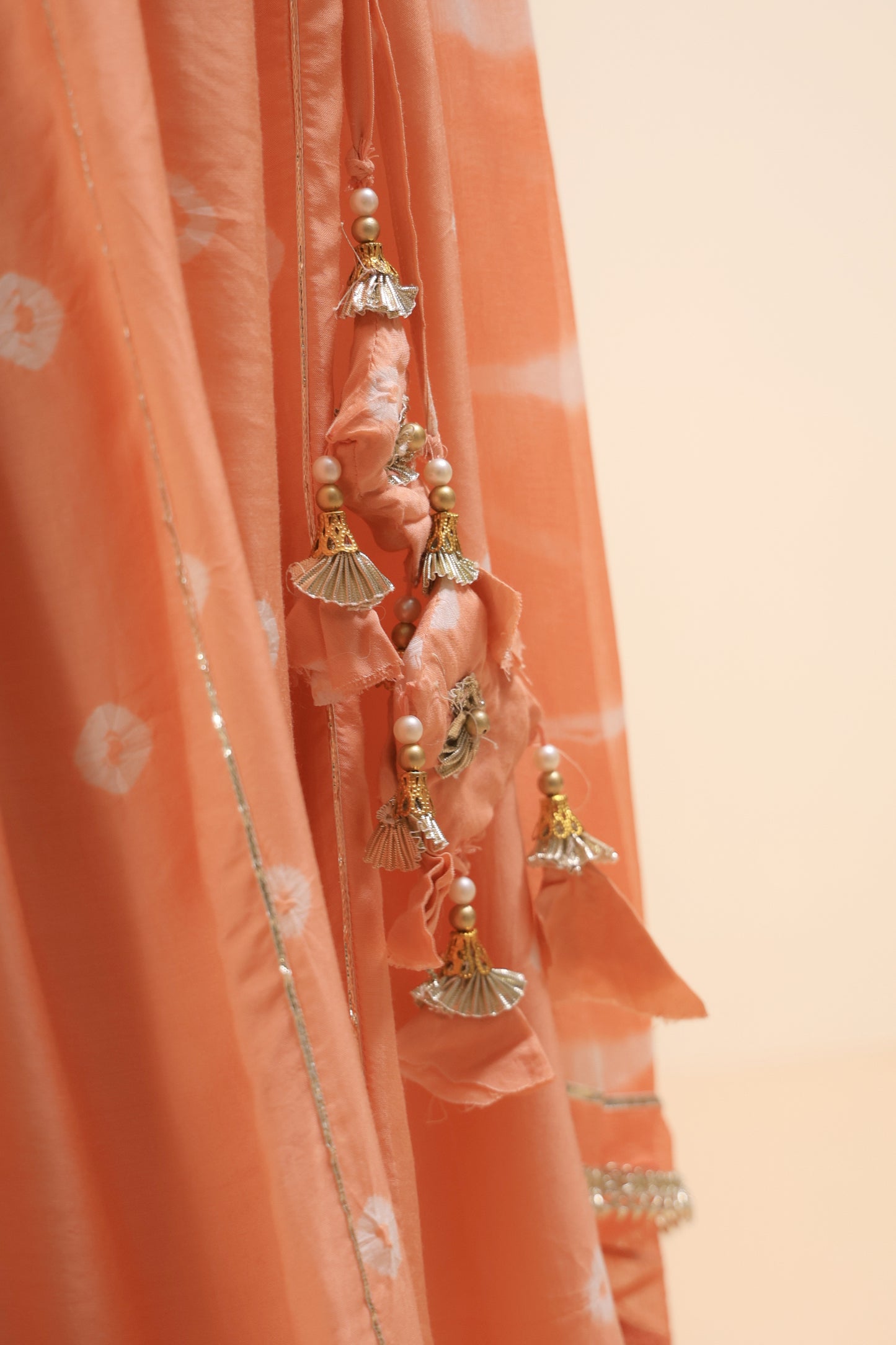Peach Pink Muslin Lehenga Choli Set