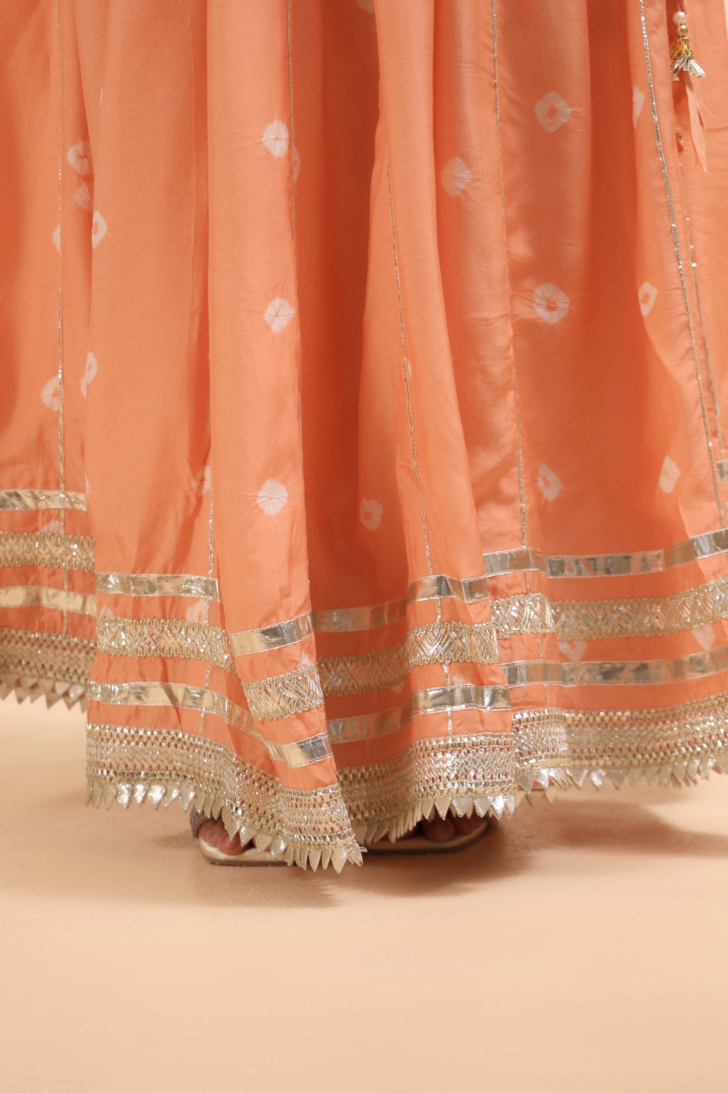 Peach Pink Muslin Lehenga Choli Set