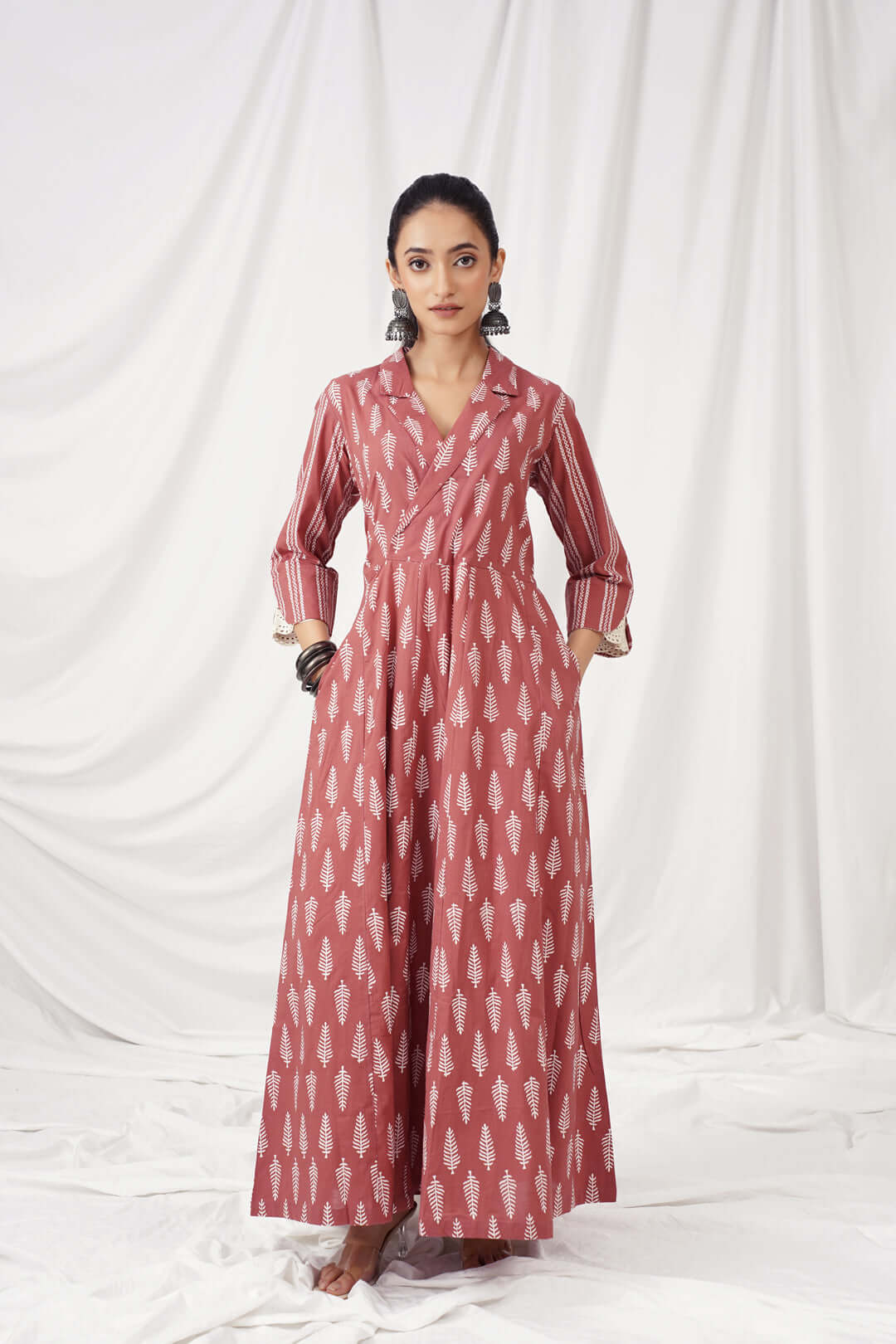 Terracotta Red Cotton Jumpsuit