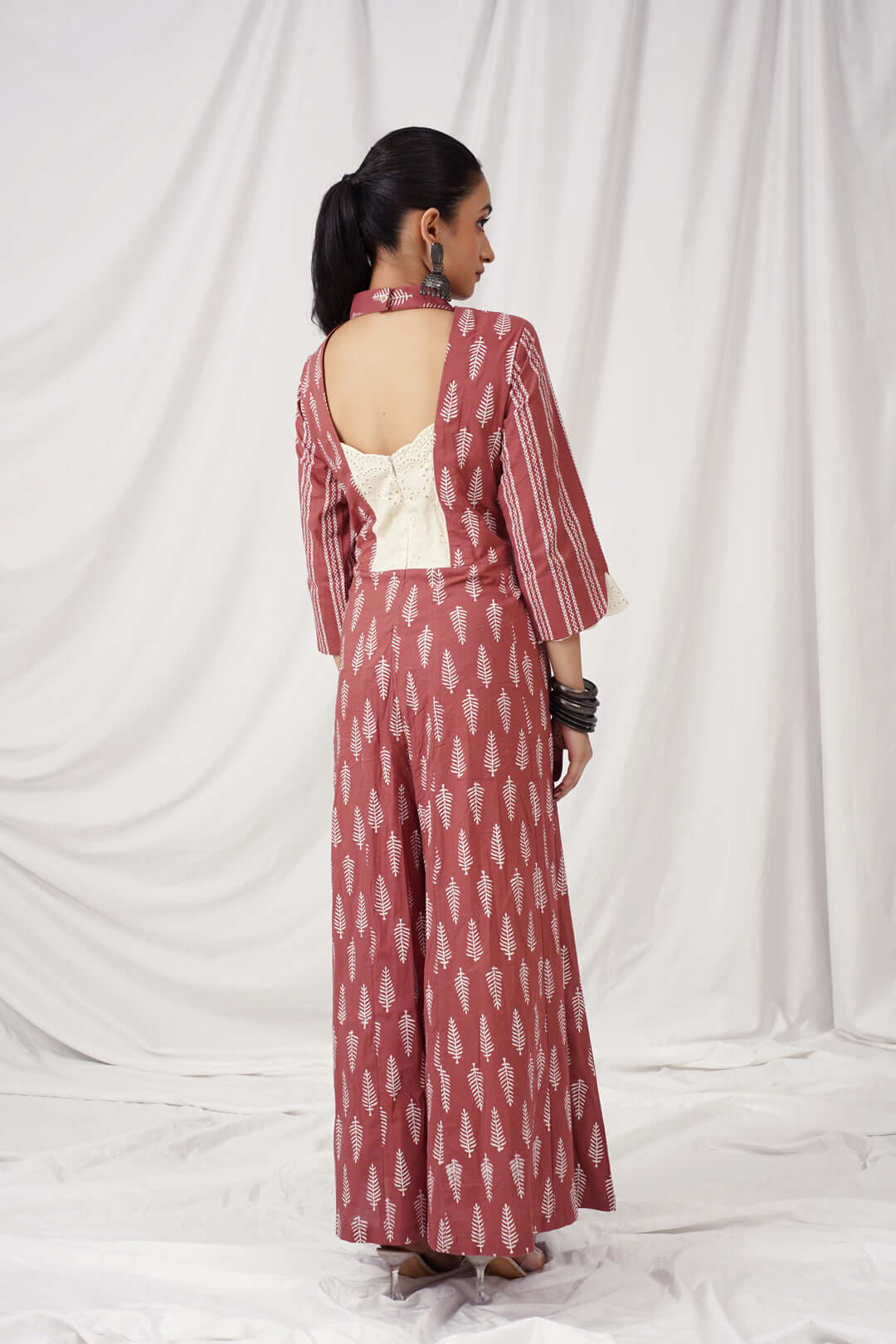 Terracotta Red Cotton Jumpsuit