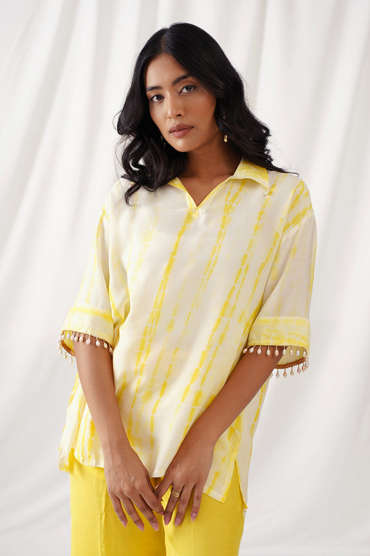 Yellow Bliss Muslin Tie Dye Co-ord Set