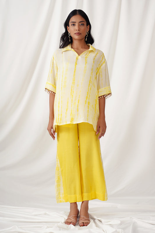 Yellow Bliss Muslin Tie Dye Co-ord Set