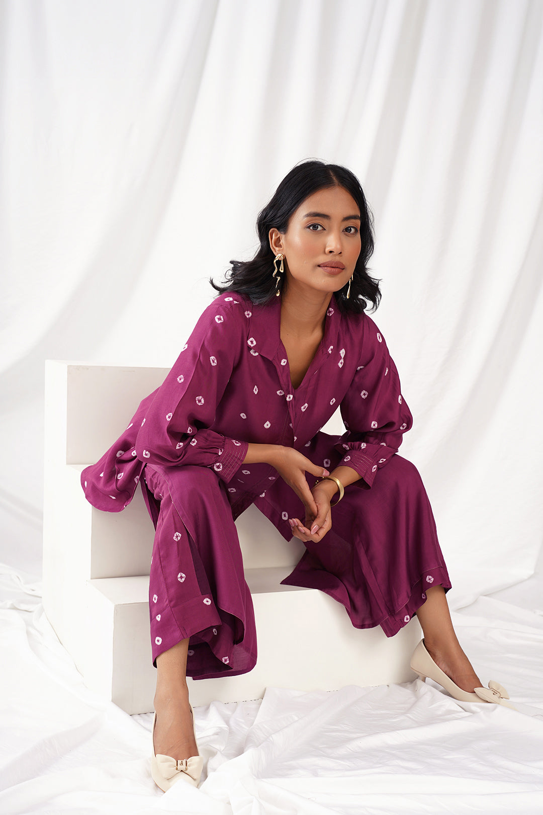 Wine Fusion Muslin Co-ord Set