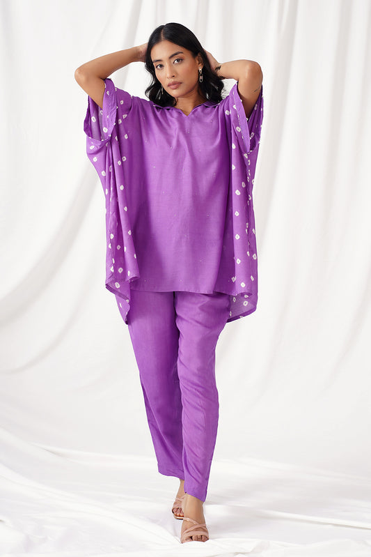 Lilac Delight Muslin Kaftan Set