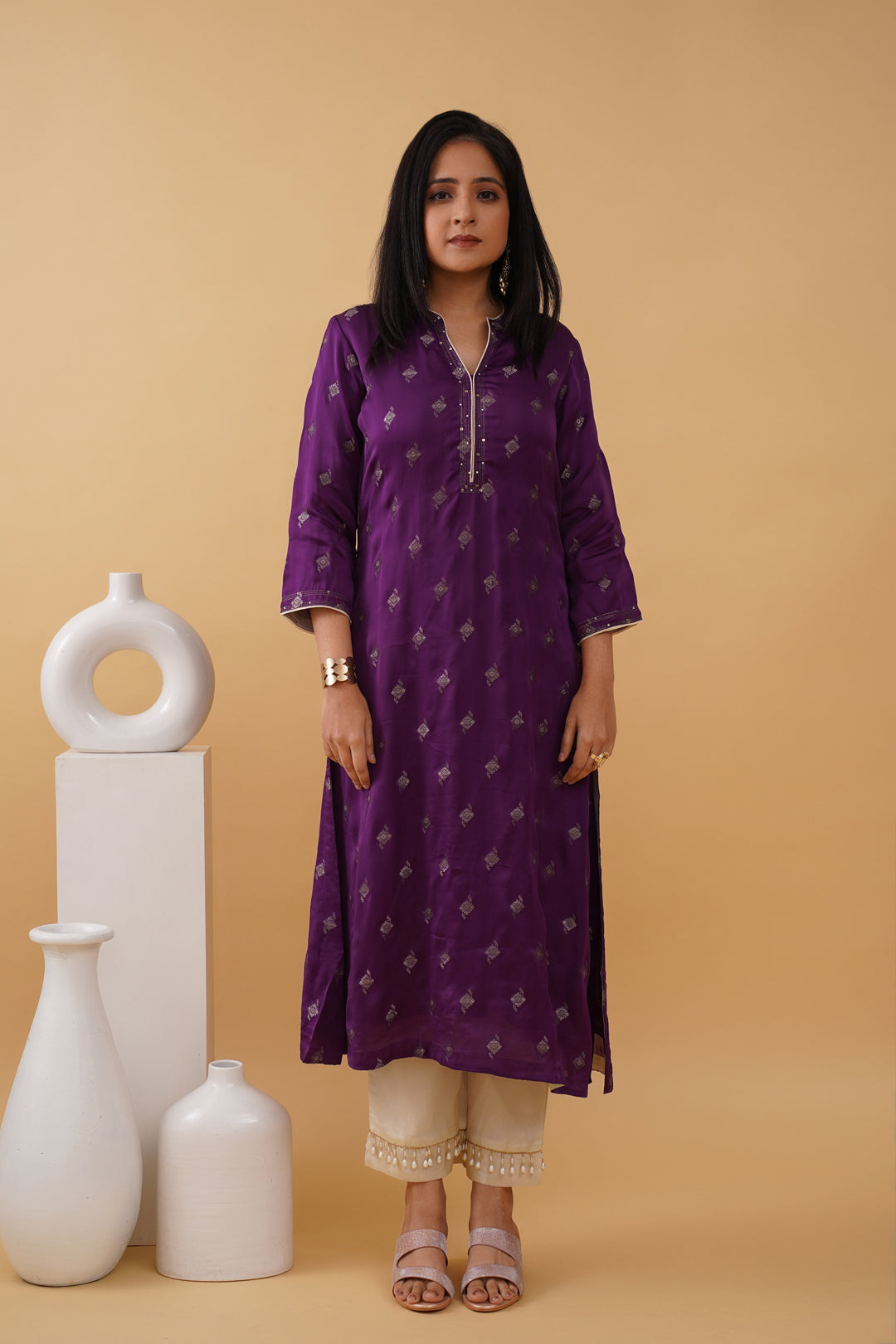 Royal Purple Silk Brocade Ensemble