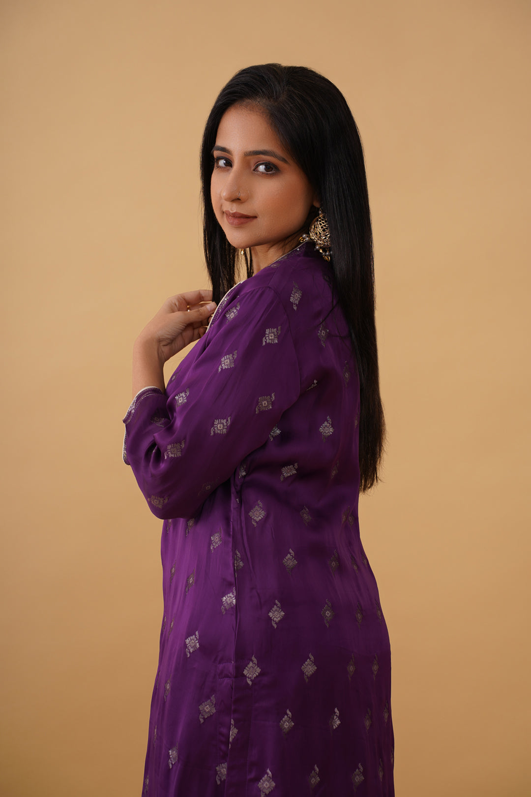 Royal Purple Silk Brocade Ensemble