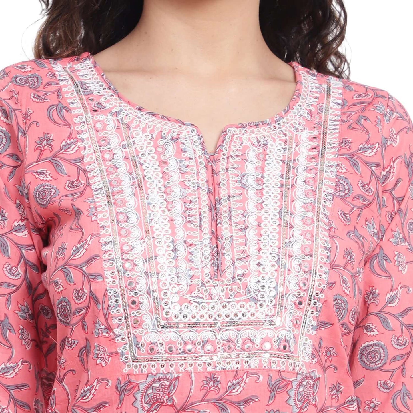 Rose Pink Printed Cotton Sharara Set