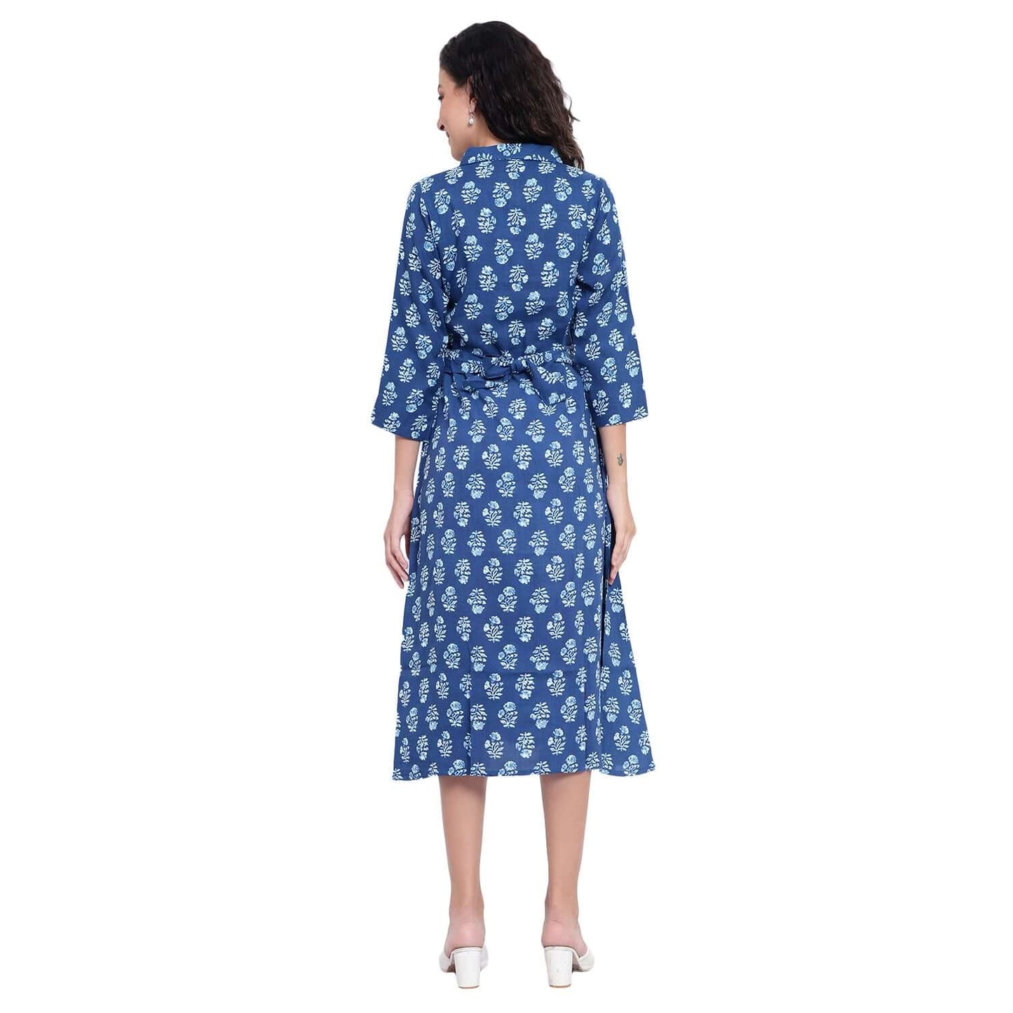 Indigo Cotton Printed Dress