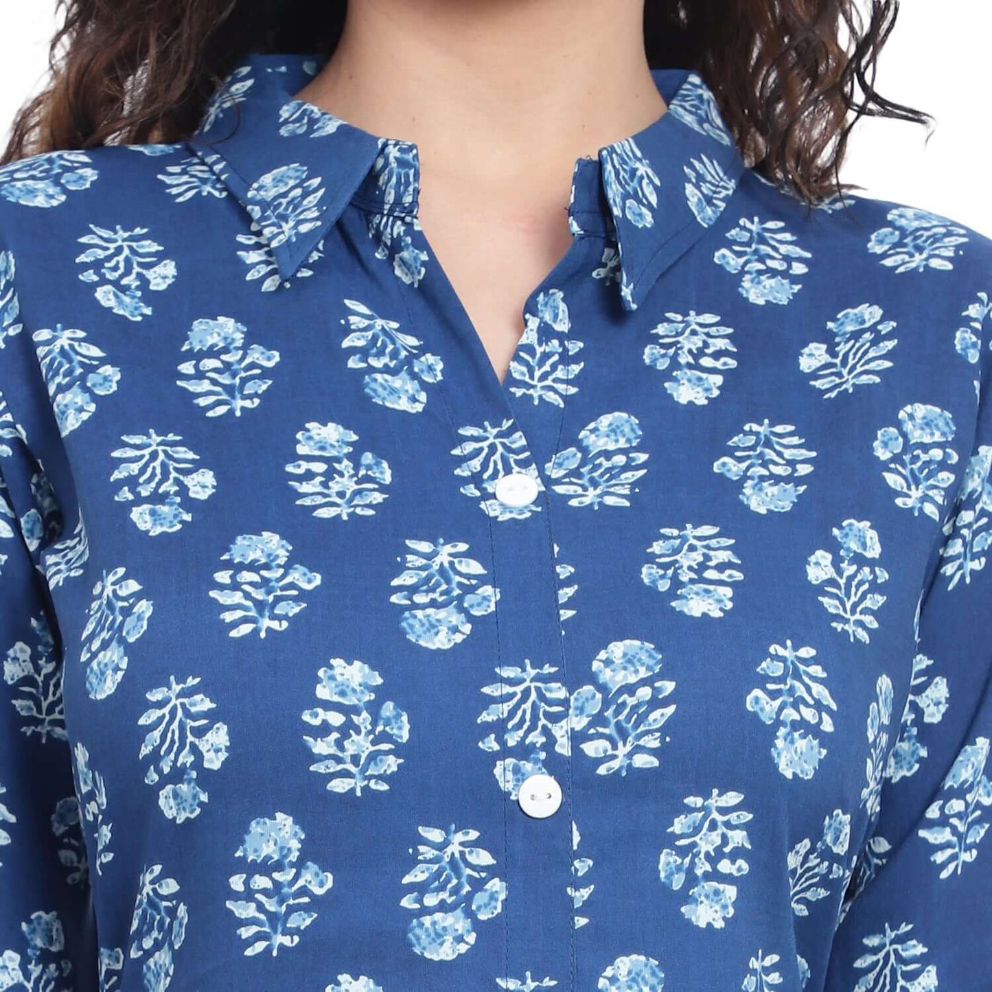 Indigo Cotton Printed Dress