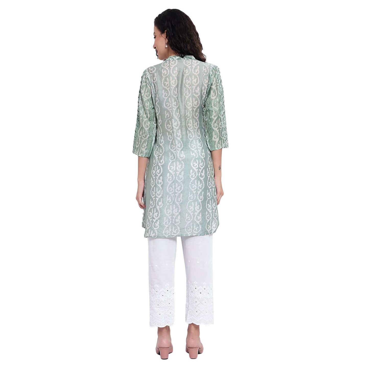 Pistachio Green Batik Printed Muslin Co-ord Set