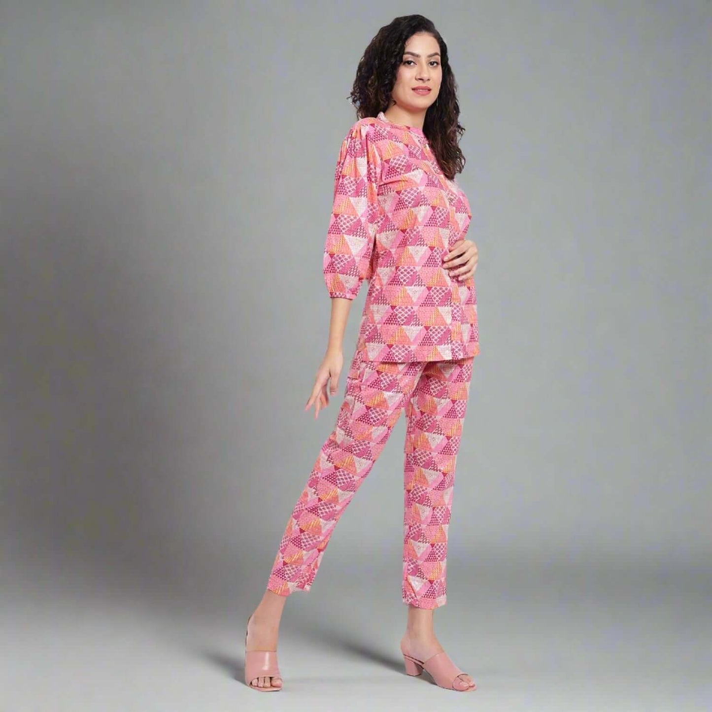 Pink Cotton Printed Co-ord Set