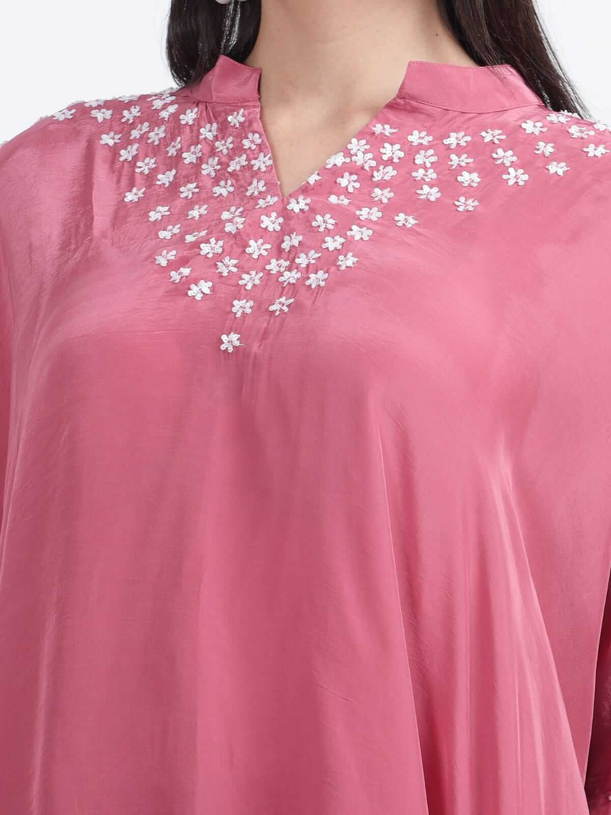 Punch Pink Crepe Kaftan Set