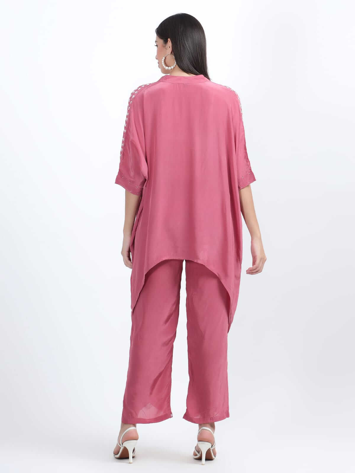 Punch Pink Crepe Kaftan Set