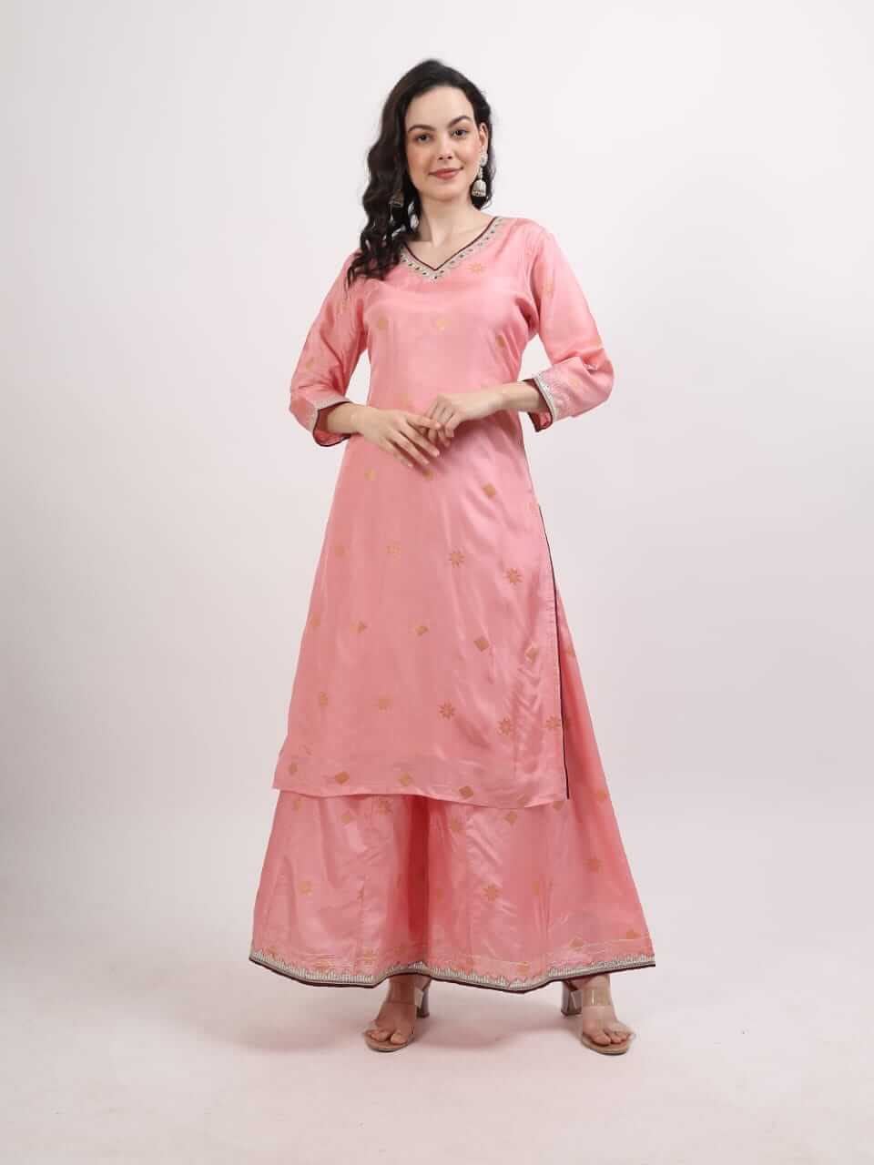 Pink Banarsi Upada Silk Suit Set