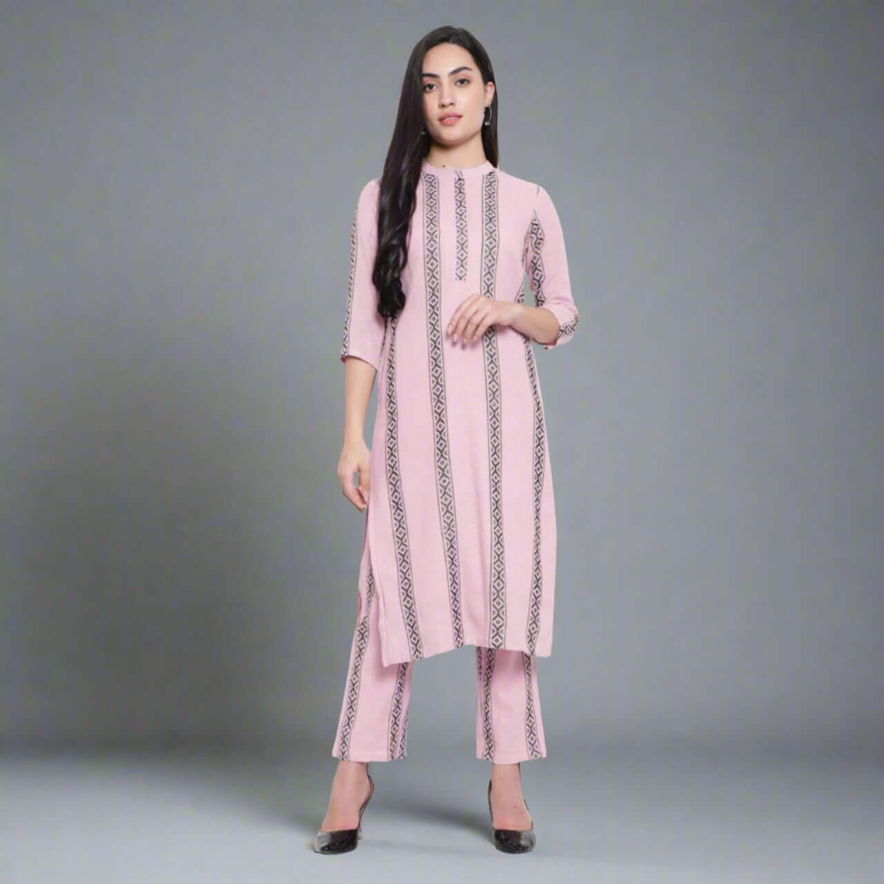 Pink Handloom Cotton Kurta Pant Set