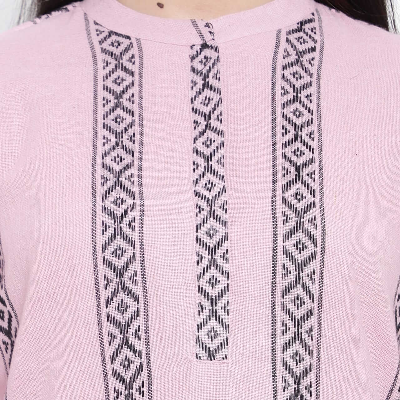 Pink Handloom Cotton Kurta Pant Set