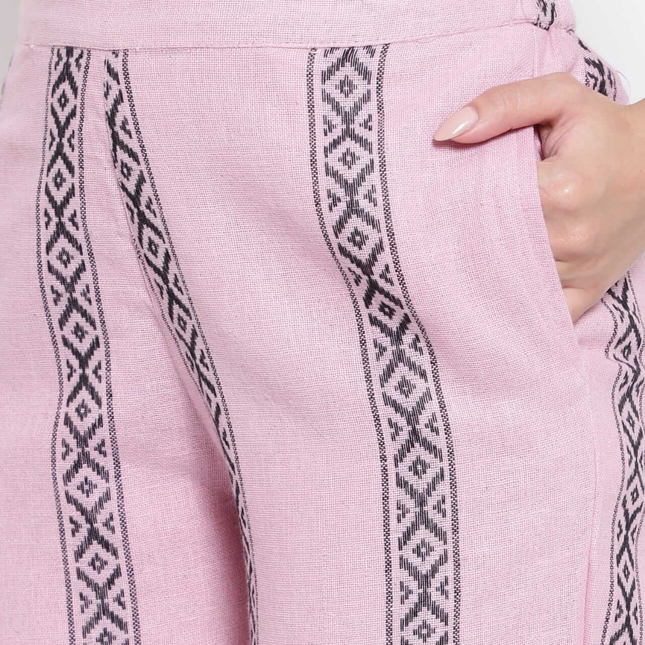 Pink Handloom Cotton Kurta Pant Set