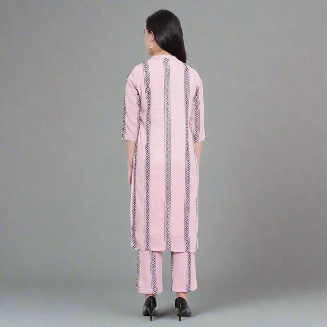 Pink Handloom Cotton Kurta Pant Set