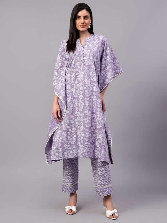 Lavender Cotton Kaftan Set